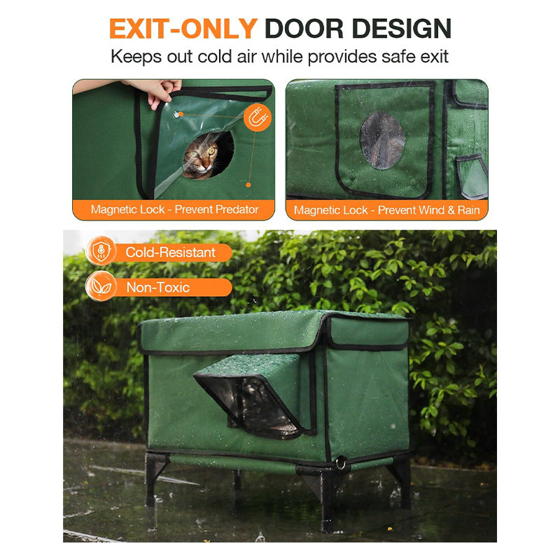 Hot-Selling Outdoor Heated & Insulated Cat House – Foldable Cat Cage, Kitty Maternity Room, Pet Shelter, All-Season Use