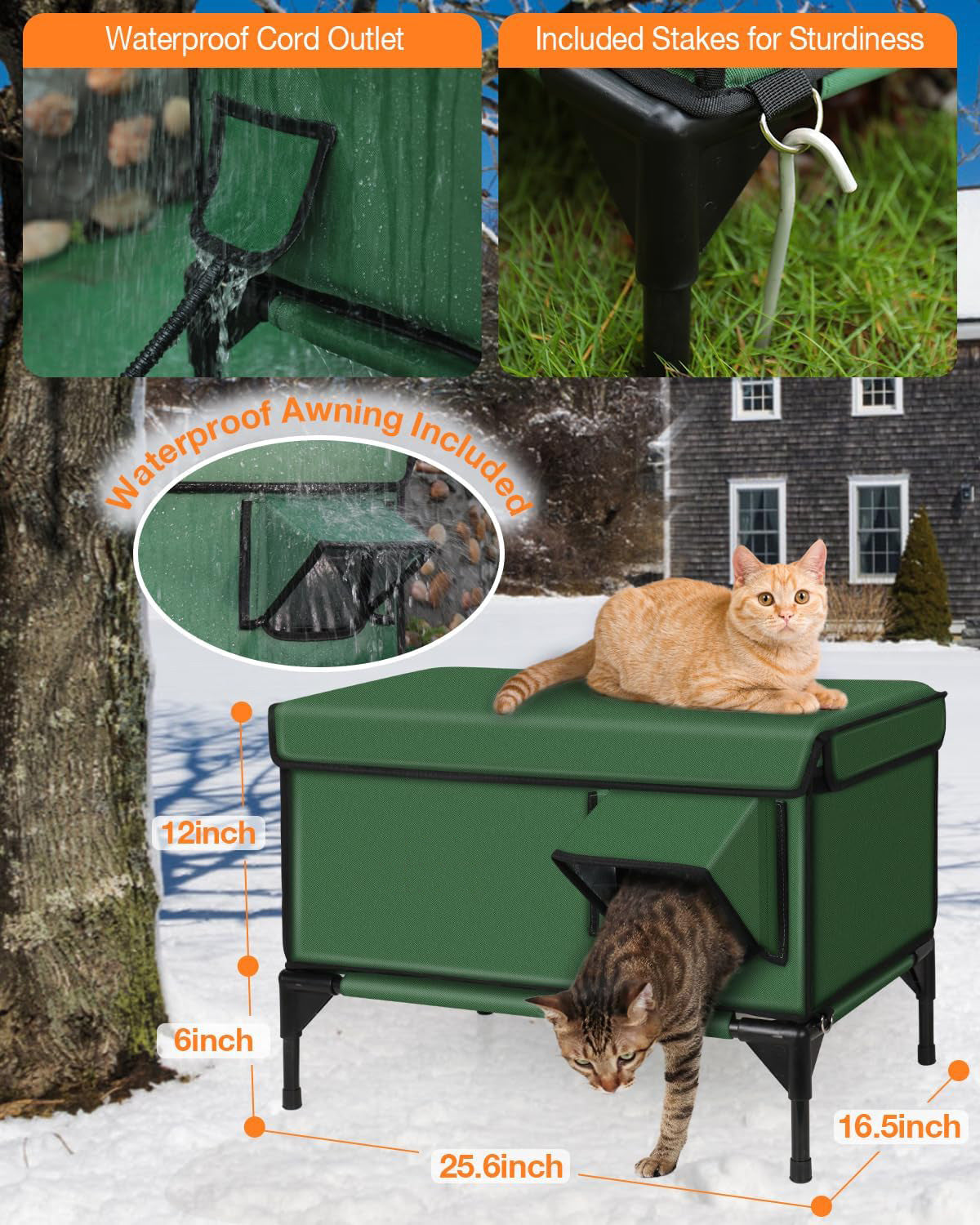 Hot-Selling Outdoor Heated & Insulated Cat House – Foldable Cat Cage, Kitty Maternity Room, Pet Shelter, All-Season Use