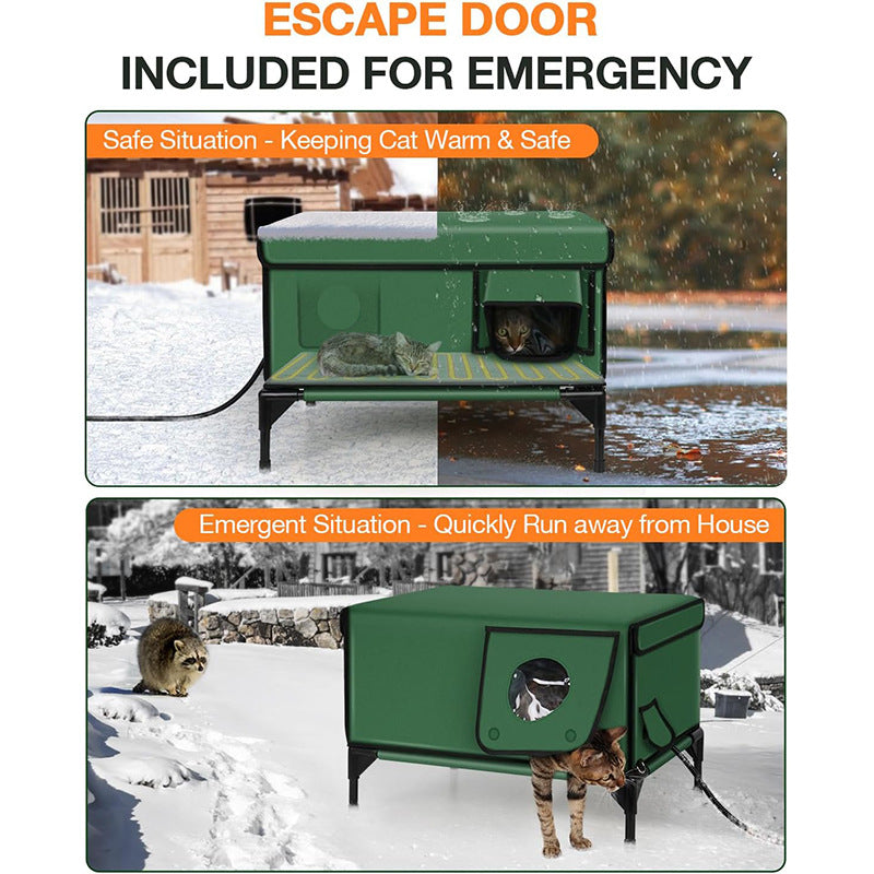 Hot-Selling Outdoor Heated & Insulated Cat House – Foldable Cat Cage, Kitty Maternity Room, Pet Shelter, All-Season Use